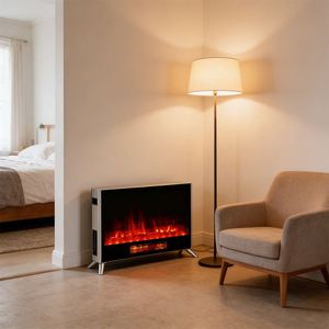 Chimenea Eléctrica de 1500W con Ventana de Llama Realista, Calentador de Espacio con Cristal PTC, Temporizador Programable de 24 Horas y Control Remoto - Product Image 5