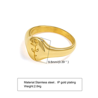 Bague minimaliste en or rose, acier inoxydable, fleur gravée, bijoux pour femmes