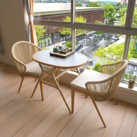 Ensemble table et chaises de jardin en alliage d'aluminium moderne avec design résistant aux intempéries pour hôtel et resort