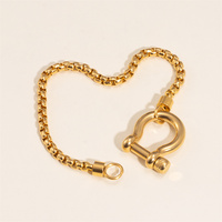 Chunky Bold Punk Bijoux Fer À Cheval Manille En Acier Inoxydable Bracelet Mousqueton Deux Tons Charmes Carré Perle Boîte Chaîne Bracelet