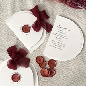 Vanilla Printing Customized Die Cut Shaped Paper Cardboard Wedding Invitation Set with Ribbon <b>Embossed</b> Henna Night <b>Card</b> - Product Image 2