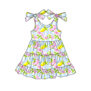 Conjunto Infantil GSSO3609 Personalizado para Niña, Estampado de Fresas Rosa Intenso, Estilo Casual, Manga Corta, Venta al Por Mayor - Product Image 2