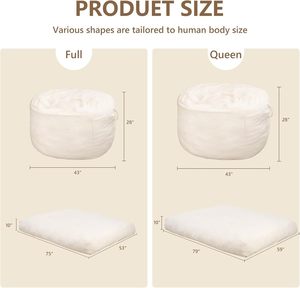 2in1 Đa Chức Năng Hiện Đại Mềm Khổng Lồ Bông Có Thể Gập Lại Duy Nhất Thảm Nệm Nén Dày Ấm Túi Đậu <span class=keywords><strong>Sofa</strong></span> Với Phụ - Product Image 2