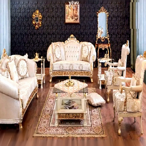 Real-Conjunto de muebles tallados a mano para sala de estar, conjunto de muebles de madera de teca hechos a mano, tapizado a mano, sofá de 7 plazas - Product Image 1