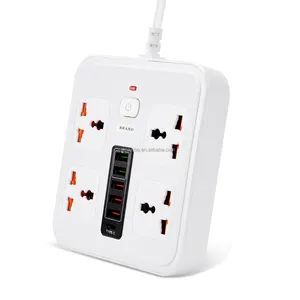 Enchufe de alimentación de extensión para móvil, cargador de 5USB con TYPE-C, protección contra sobrecarga, enchufes universales de 4ac, interruptor universal