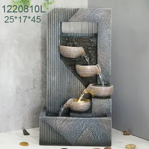 Custom Rock Resin Water Wall Fountain Water Fog Waterfall Fountain With Fish Tank Outdoor Garden