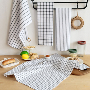 Serviettes de cuisine rectangulaires en coton pur, teintes à la main, à carreaux et rayures, 100% coton, lavables en machine, pour usage en cuisine - Product Image 4