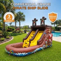 Toboggan aquatique gonflable portable sur le thème du bateau pirate avec piscine, gonflage rapide, usage commercial, grande capacité, équipement de jeu extérieur