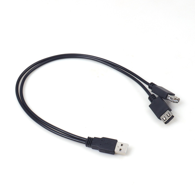 USB 2.0 2-in-1 Male to Female Splitter Y Cable with PVC Material Charging/Data/Video Output-Stocked