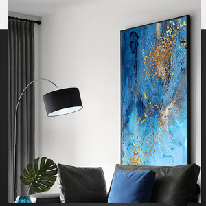 Opera d'Arte di <span class=keywords><strong>Grandi</strong></span> <span class=keywords><strong>Dimensioni</strong></span> per Hotel, Decorazione Verticale di Lusso Moderna, Dipinto Murale Blu Minimalista Testurizzato per Ingresso Casa - Product Image 3