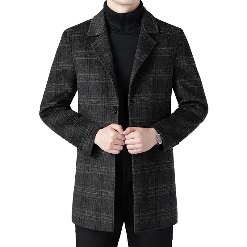 2023 New Arrival Winter Double Sided Wool Trench Coat Casual Outerwear Long Wool Coat Men