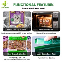 Sachets plats à trois côtés, personnalisés, imprimés, haute barrière, thermoscellables, résistants aux hautes températures, stérilisables en autoclave, finition mate, pour aliments humides pour chats et chiens