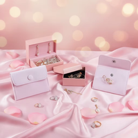 Pochette de luxe personnalisée écologique avec fermeture à rabat, sac à bijoux en velours suédé rose, organisateur de cadeaux personnalisé