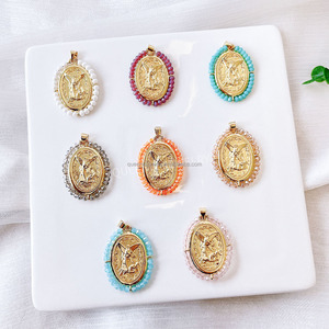Multi piedra perla <span class=keywords><strong>Cristo</strong></span> Cruz Virgen María colgante joyería colorido cristal colgantes accesorios CZ Ángel colgante - Product Image 5
