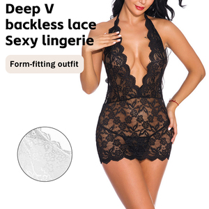 Nuovo Design Lingerie Donna: Tuta Intera in Pizzo Trasparente e Scavata, <span class=keywords><strong>Abbigliamento</strong></span> <span class=keywords><strong>Sexy</strong></span> e Seducente - Product Image 3