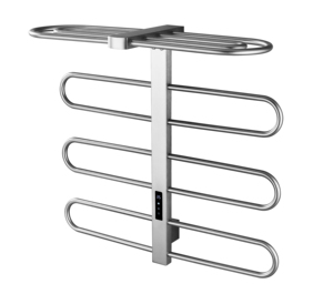 ELOILO Chauffe-serviettes électrique SUS304, finition polie miroir, pliable, 4 barres, chauffe-salle de bain, prix abordable, support pour hôtel - Product Image 1
