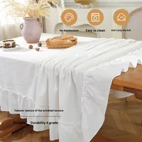 Nappe rectangulaire polyvalente de couleur unie de style moderne, couverture en tissu à bords froncés faite à la main