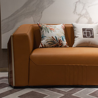 Ensemble de canapés sectionnels en cuir inclinables carrés modernes de luxe, 321 places, jaunes capitonnés, pour salon, villa, hôtel