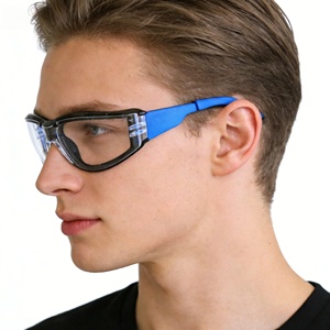 Transparante polycarbonaat veiligheidsbril met volledig montuur, nylon montuur en schuimrubberen ophanging - Product Image 1