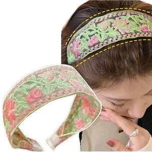 Diadema Bordada de Alta Calidad para Mujer, Accesorio para el Cabello con Tela Floral, para Bodas, Fiestas, Oficina y Estilo Casual, en Venta - Product Image 1