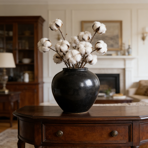 Jarrón Redondo Retro de Lujo para Arreglos Florales, Decoración para Sala de Estar y Comedor, Adorno <span class=keywords><strong>Wabi</strong></span> Negro - Product Image 4