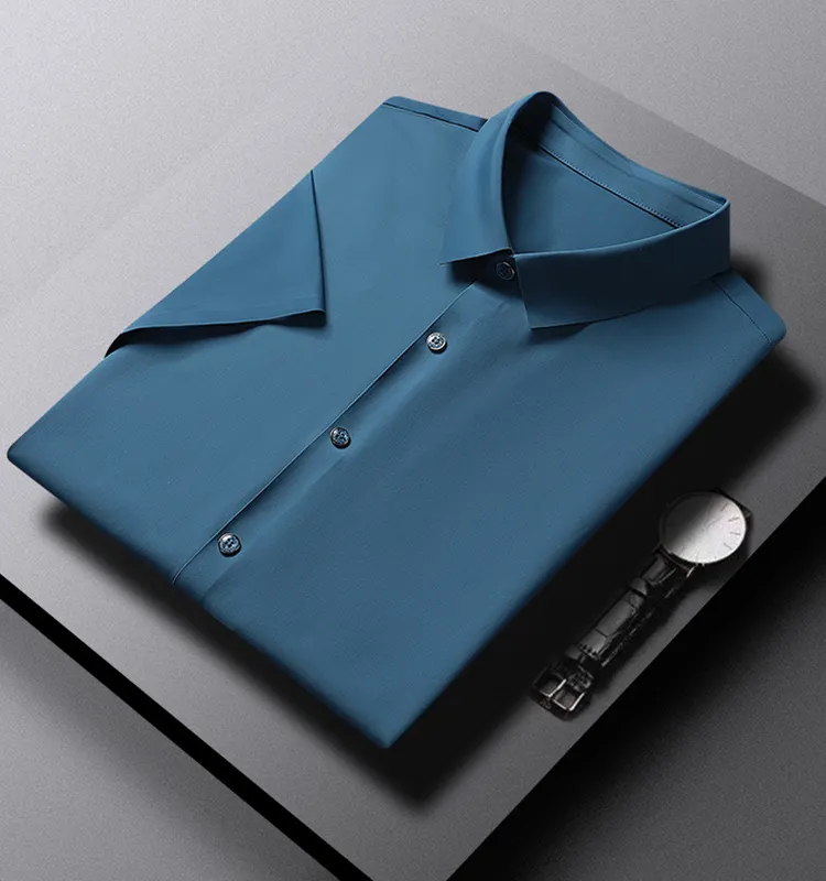 OEM/ODM Camisa 100% cotton Solid Color Quick Dry Short Sleeves Wear Latest Design Slim Fit Dress Shirt for men