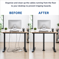 Organisateur de câbles flexible en ABS réglable en hauteur pour bureau debout, gestion des câbles sous le bureau pour poste de travail