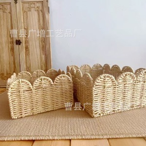 Handmade <b>Paper</b> Rope Woven Storage Basket Rectangle Large Capacity For Home Clothing Organizer <b>Kitchen</b> Desktop Use - Product Image 3