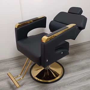 Contemporary Barber <b>Chair</b> Faux Leather Hydraulic Height Adjustable <b>Round</b> Base Salon Furniture Commercial Use - Product Image 1