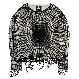 DiZNEW wholesale knitted men clothes knitwear spider web patchwork Pullover cotton sweater men
