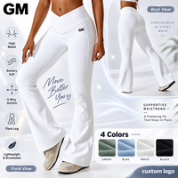 Pantalon de yoga évasé taille haute GM Wholesale pour femme, effet push-up, extensible, idéal pour la danse, la gym et le fitness