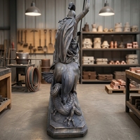 Sculpture de soldat en laiton sur mesure pour jardin extérieur, statues en bronze grandeur nature célèbres, Saint George combat le dragon, artisanat artistique