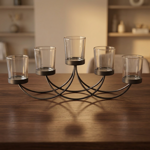 Bougeoir chauffe-plat en métal de fer décoratif nordique en laiton AK avec verre pour la décoration de la maison bougeoir - Product Image 1