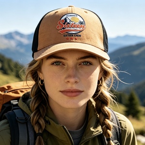 Custom Retro Summer Style Trucker Hat Brown & <b>Black</b> Mesh <b>Baseball</b> <b>Cap</b> Embroidery Outdoor Adjustable Hat for Outdoor Sports - Product Image 5