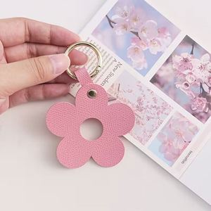 Multi-Color Fresh Five-Petal Keychain Pu Leather <b>Ring</b> Simple Flower <b>Bag</b> Charm Portable <b>Key</b> Organizer - Product Image 1