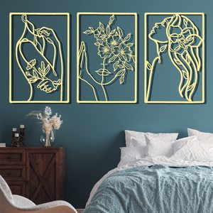 Diy Interior vestíbulo pantalla Marco de hierro flor dormitorio pared decoración colgante Metal mujeres pared arte Decoración - Product Image 2