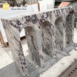 Console en marbre Calacatta Viola naturel à motif arqué pour table d'entrée, meuble en pierre, décoration intérieure - Product Image 3