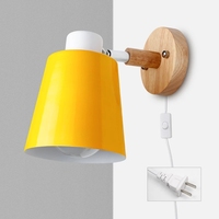 PHYVAL Nordic avec prise de fer E27 Macaroon 6 couleurs Applique murale de chevet Led EU/US Plug Appliques murales avec interrupteur