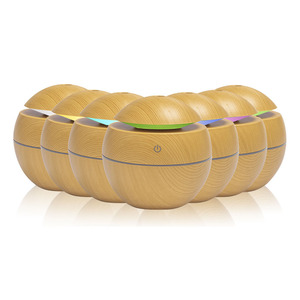 Humidificador pequeño portátil, difusor de aromaterapia de grano de madera, cambio de 7 colores alimentado por USB - Product Image 1