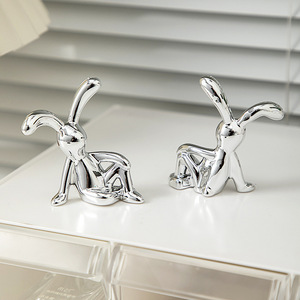 Long Eared Rabbit <b>Ornament</b> 2Pcs Plastic Contemporary Style Living Room Decor <b>Easter</b> Decoration - Product Image 2