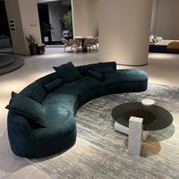 Juego de Sofás Seccionales Curvos de Terciopelo de Lujo Moderno Estilo Nórdico para Clubes, Salones, Hoteles, Amplio, Accesible y Versátil
