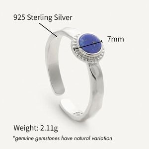 Chris April mạ bạc 925 sterling bạc tự nhiên Lapis Lazuli Đá quý đá signet Nhẫn phụ nữ - Product Image 4