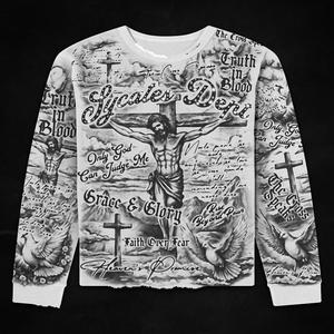 Camisetas Térmicas Extra Grandes de Punto Grueso 100% Algodón para Hombre, con Estampado en Serigrafía y Textura de Gofre - Product Image 2