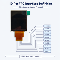 Module d'affichage LCD TFT 1,77 pouces 128x160 ST7735S SPI FPC, petit écran avec rétroéclairage LED, luminosité 300cd/m2, température de fonctionnement -20~70°C