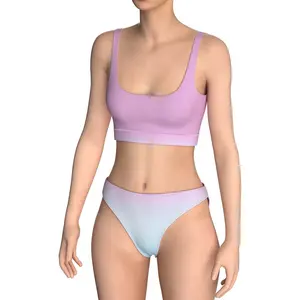 Youth age 10 summer beachwear sexy 2022 women gradient color smudge split strap gradient print bikini