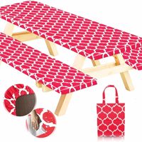 Bancs de table pliants d'extérieur imperméables imprimés sur mesure en gros 3pcs Set Striped Nonwoven Camping Picnic Nappe Cover