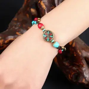 民族风格手工编织手链尼泊尔珠子蜡绳复古饰品女式手链