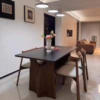 Ensemble table et chaises de salle à manger en bois massif de frêne blanc, style rétro français, plateau en marbre, design rectangulaire moderne et minimaliste, portable