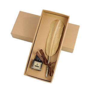 Ensemble de plumes de dinde rétro personnalisées avec encre dorée, cadeau mignon de <span class=keywords><strong>calligraphie</strong></span> <span class=keywords><strong>d</strong></span>'<span class=keywords><strong>oie</strong></span> pour les filles pour les fêtes - Product Image 4