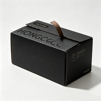 Boîte cadeau pliable en carton ondulé kraft noir avec logo personnalisé imprimé pour chapeaux, bougies, chaussures, emballage d'expédition